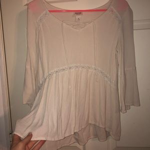 cream lace long sleeve blouse